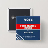 Badge Carré 5 Cm botton quadrado eleição com estrelas (Devant & derrière)