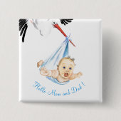 Badge Carré 5 Cm Bouche portant bébé drôle bouton (Devant)