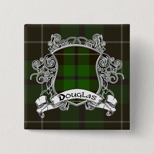 Badge Carré 5 Cm Bouclier de tartan de Douglas (Devant)