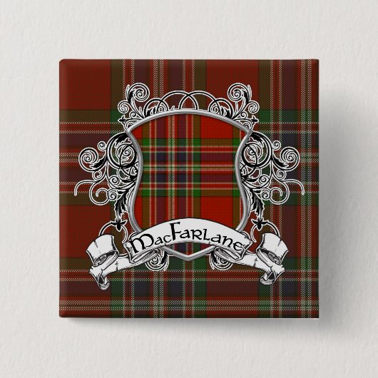 Badge Carré 5 Cm Bouclier de tartan de MacFarlane (Devant)