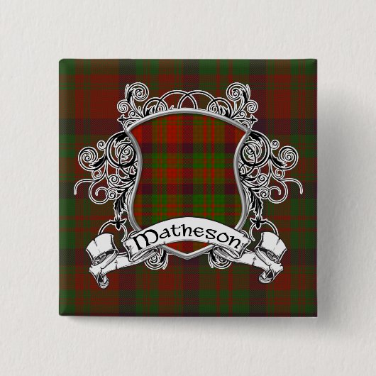Badge Carré 5 Cm Bouclier de tartan de Matheson (Devant)
