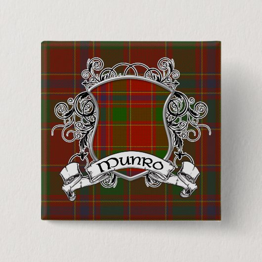 Badge Carré 5 Cm Bouclier de tartan de Munro (Devant)