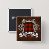 Badge Carré 5 Cm Bouclier de tartan de Wallace (Devant & derrière)