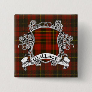 Badge Carré 5 Cm Bouclier de tartan de Wallace