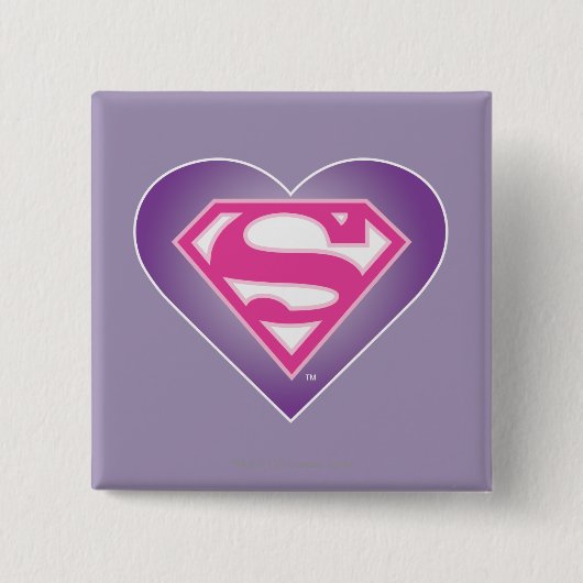 Badge Carré 5 Cm Bouclier du coeur pourpre (Devant)