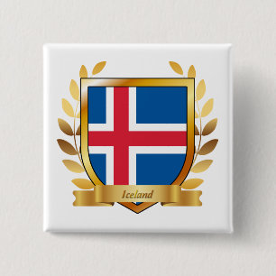 Badge Carré 5 Cm Bouclier du drapeau de l'Islande