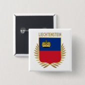 Badge Carré 5 Cm Bouclier indicateur du Liechtenstein (Devant & derrière)