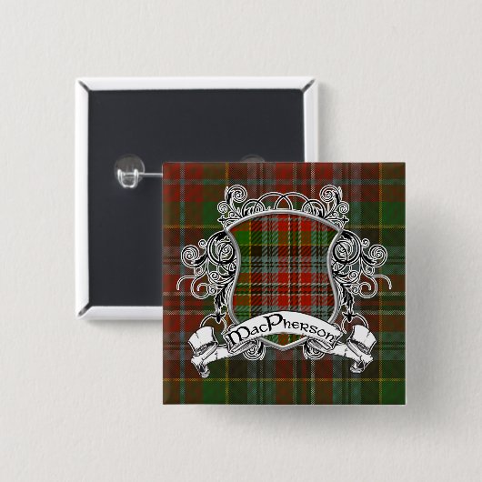Badge Carré 5 Cm Bouclier Tartan MacPherson (Devant & derrière)