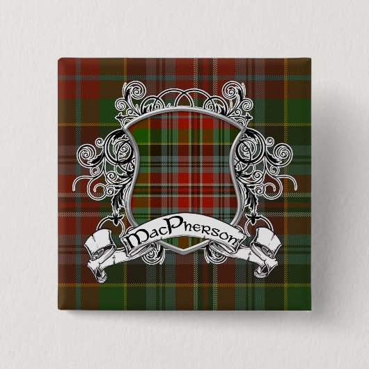 Badge Carré 5 Cm Bouclier Tartan MacPherson (Devant)