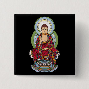 Badge Carré 5 Cm Bouddha Abhaya Mudra
