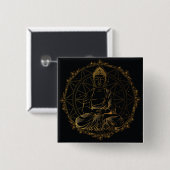 Badge Carré 5 Cm Bouddha Mandala (Devant & derrière)