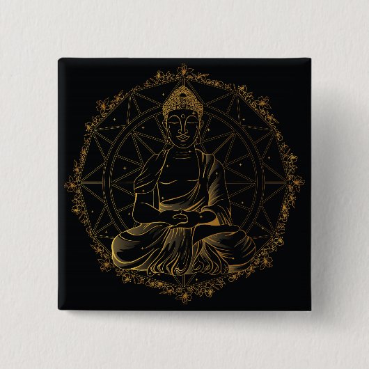 Badge Carré 5 Cm Bouddha Mandala (Devant)