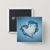 Badge Carré 5 Cm Bouffées d'eau en forme de coeur (Devant & derrière)