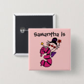 Badge Carré 5 Cm Bougie rose Clown 3e Bouton d'anniversaire (Devant & derrière)