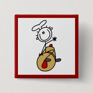 Badge Carré 5 Cm Boulanger avec rouleau à pâtisserie