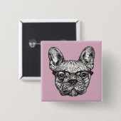 Badge Carré 5 Cm Bouledogue de hippie (Devant & derrière)