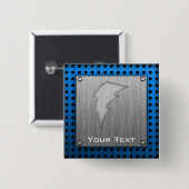 Badge Carré 5 Cm Boulon de foudre balayé de Métal-regard (Devant & derrière)