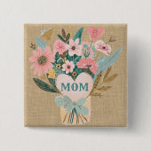 Badge Carré 5 Cm Bouquet de fleurs maman (Devant)