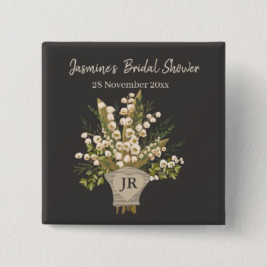 Badge Carré 5 Cm Bouquet de muguet Shower de mariage  (Devant)