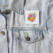 Badge Carré 5 Cm Bouquet de printemps (En situation)