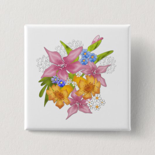 Badge Carré 5 Cm Bouquet de printemps (Devant)