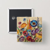 Badge Carré 5 Cm Bouquet des fleurs (Devant & derrière)