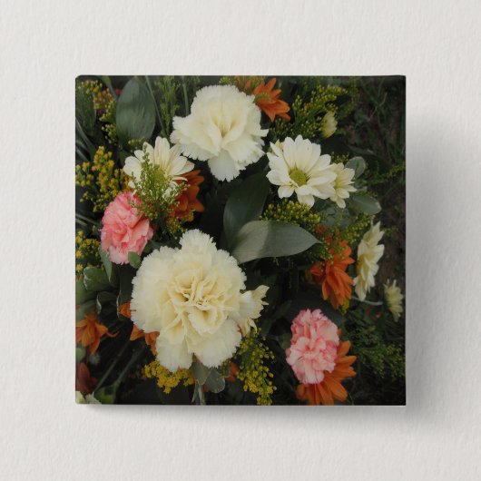 Badge Carré 5 Cm Bouquet d'oeillet à boutons (Devant)