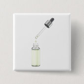 Badge Carré 5 Cm Bouteille en verre ouvert avec pipette (Devant)