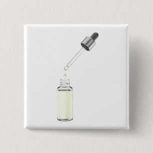 Badge Carré 5 Cm Bouteille en verre ouvert avec pipette