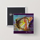 BADGE CARRÉ 5 CM BOUTEILLE MAGIQUE EN BLEU (Devant & derrière)