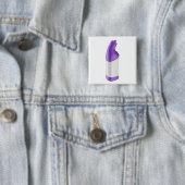 Badge Carré 5 Cm Bouteille nettoyante violette avec étiquette vierg (En situation)