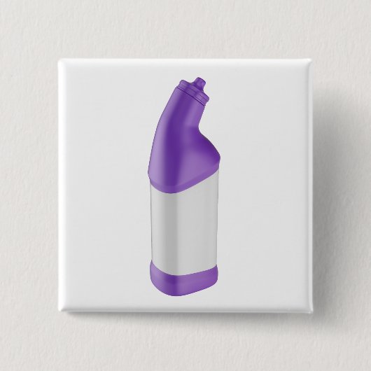 Badge Carré 5 Cm Bouteille nettoyante violette avec étiquette vierg (Devant)