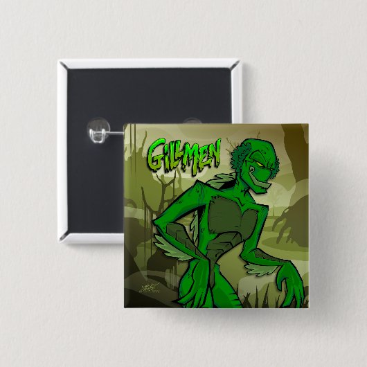 Badge Carré 5 Cm Bouton (Devant & derrière)