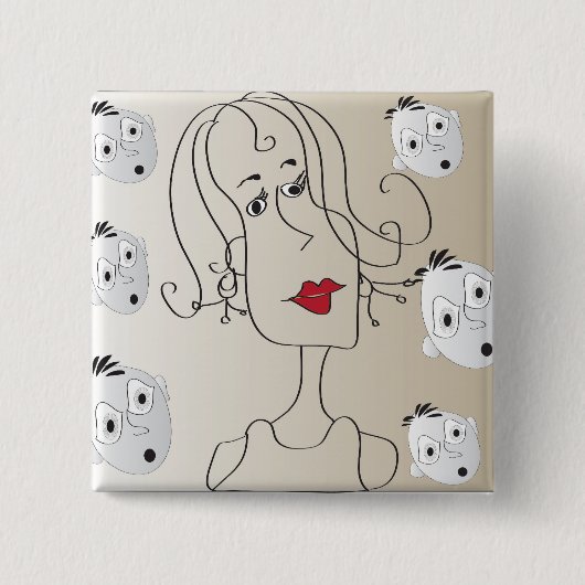 Badge Carré 5 Cm Bouton (Devant)