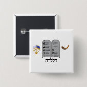 Badge Carré 5 Cm Bouton (Devant & derrière)