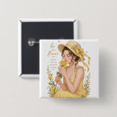 Badge Carré 5 Cm Bouton (Devant & derrière)