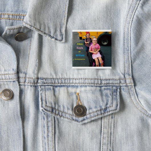 Badge Carré 5 Cm Bouton (En situation)