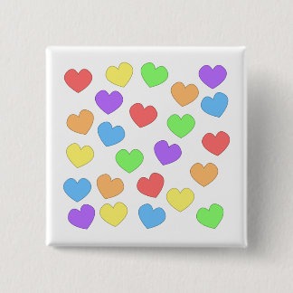 Badge Carré 5 Cm Bouton 0001 de coeurs d'arc-en-ciel