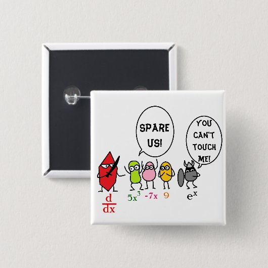 Badge Carré 5 Cm bouton 5 de calcul (Devant & derrière)