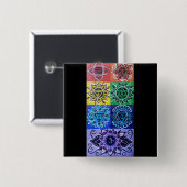 Badge Carré 5 Cm Bouton 7 chakras (Devant & derrière)