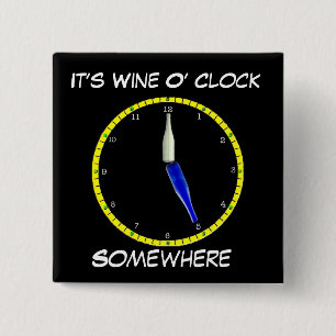 Badge Carré 5 Cm Bouton à aiguilles du vin O'Horloge