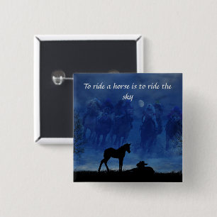 Badge Carré 5 Cm Bouton à épingle à deux chevaux de course Thorough