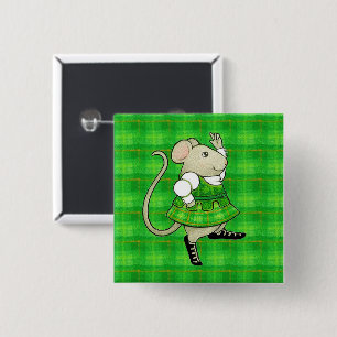 BADGE CARRÉ 5 CM BOUTON À GOUPILLE CARRÉ SOURIS JIG IRLANDAIS
