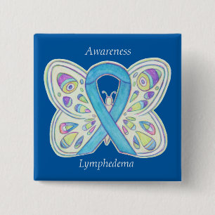 Badge Carré 5 Cm Bouton à ruban de sensibilisation au lymphoedème P