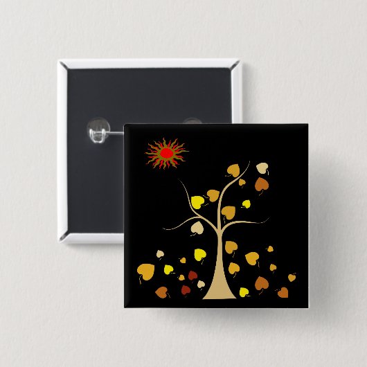 Badge Carré 5 Cm Bouton Aimer l'arbre (Devant & derrière)