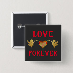 Badge Carré 5 Cm Bouton Aimer pour toujours