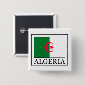 Badge Carré 5 Cm Bouton Algérie (Devant & derrière)