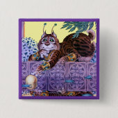 Badge Carré 5 Cm Bouton Alien Kitty (Devant)