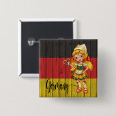 Badge Carré 5 Cm Bouton Allemagne (Devant & derrière)