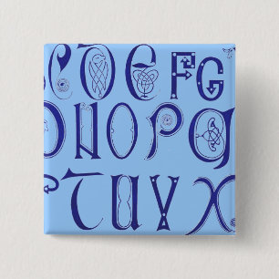 Badge Carré 5 Cm Bouton Alphabet